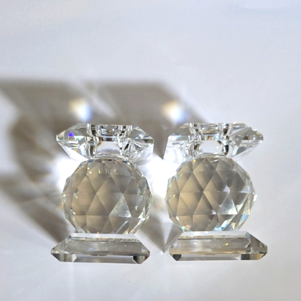 Swarovski Crystal Candle Holders Set Of 2  2.1"X 1.5"X 1.5"